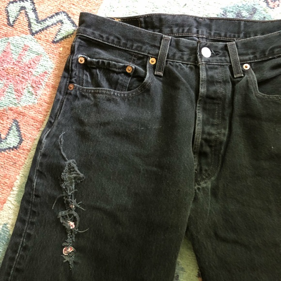 Vintage Distressed 501 Black Levis - Picture 2 of 9
